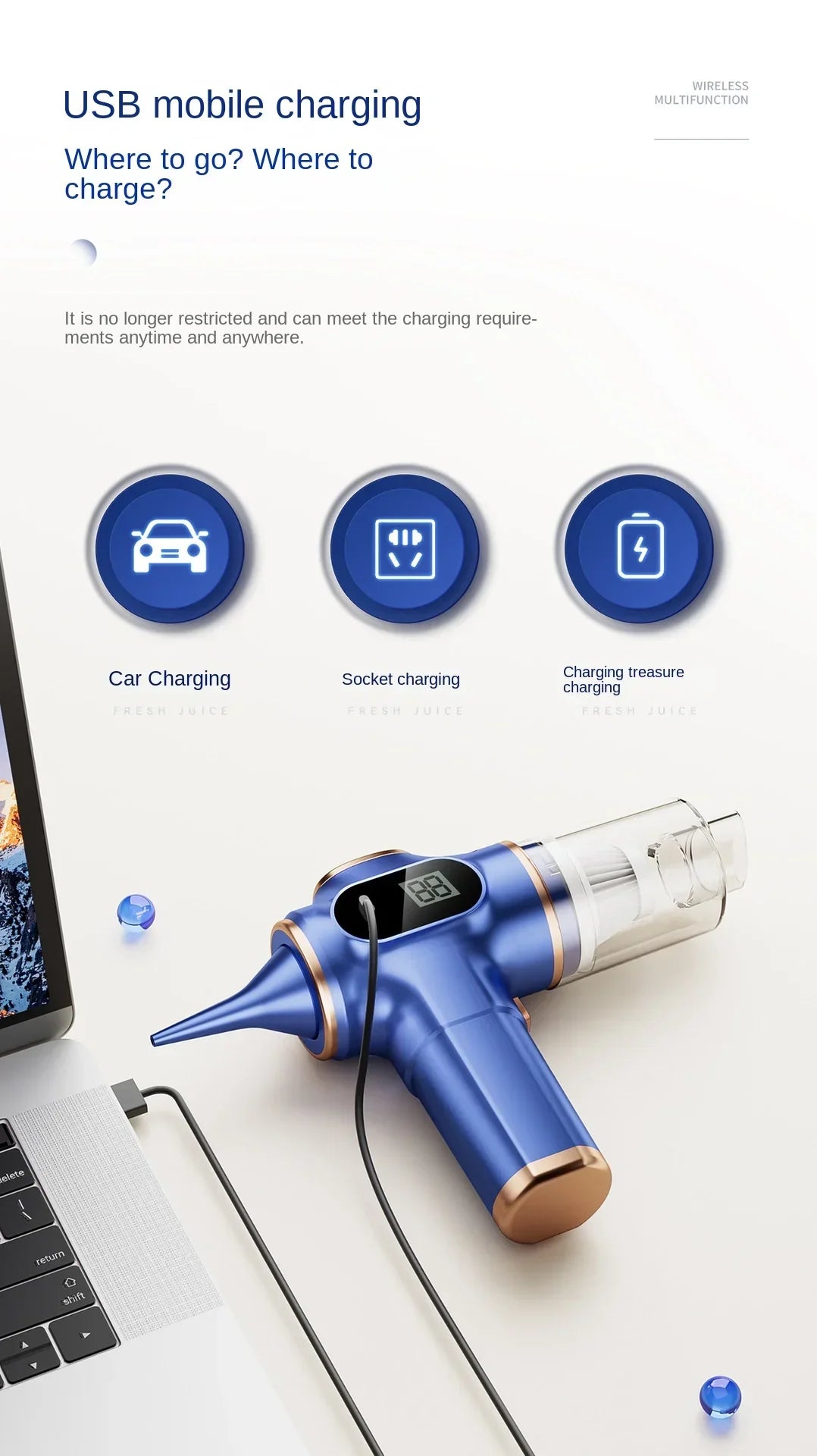 9500000Pa Automobile Vacuum Cleaner 5 in1 Wireless Vacuum Cleaner Car Handheld Strong Dust Collector Car Office Home Appliances