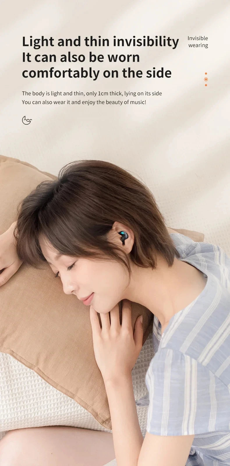 X55 Mini Earphone Stereo Hidden Headsets with Mic HD Call Waterproof Sleeping Earbuds Wireless Mini Headphones TWS Bluetooth