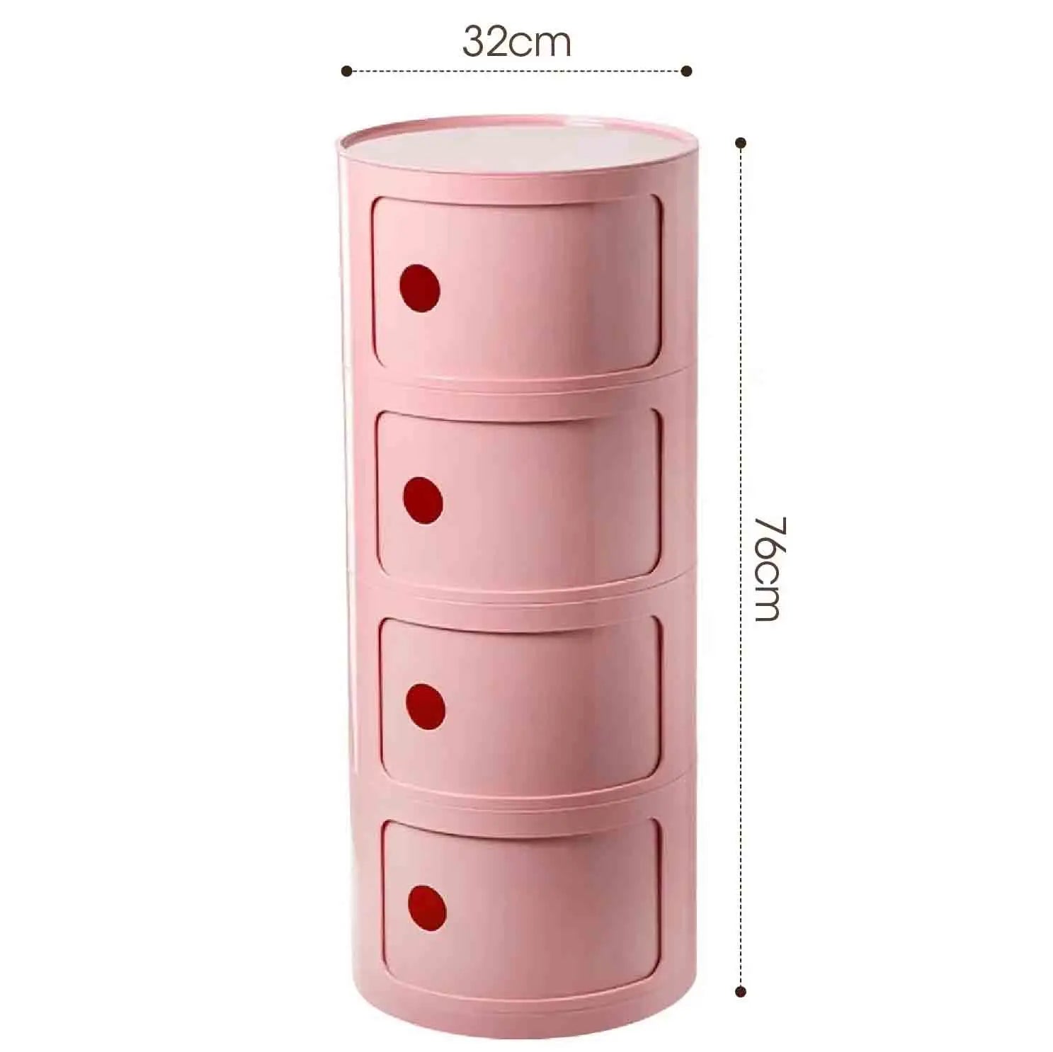 Plastic Round Nightstand Bedside Table Cabinet with Sliding Doors Round Storage Bedside Cabinet Nightstand  for Living Bedroom