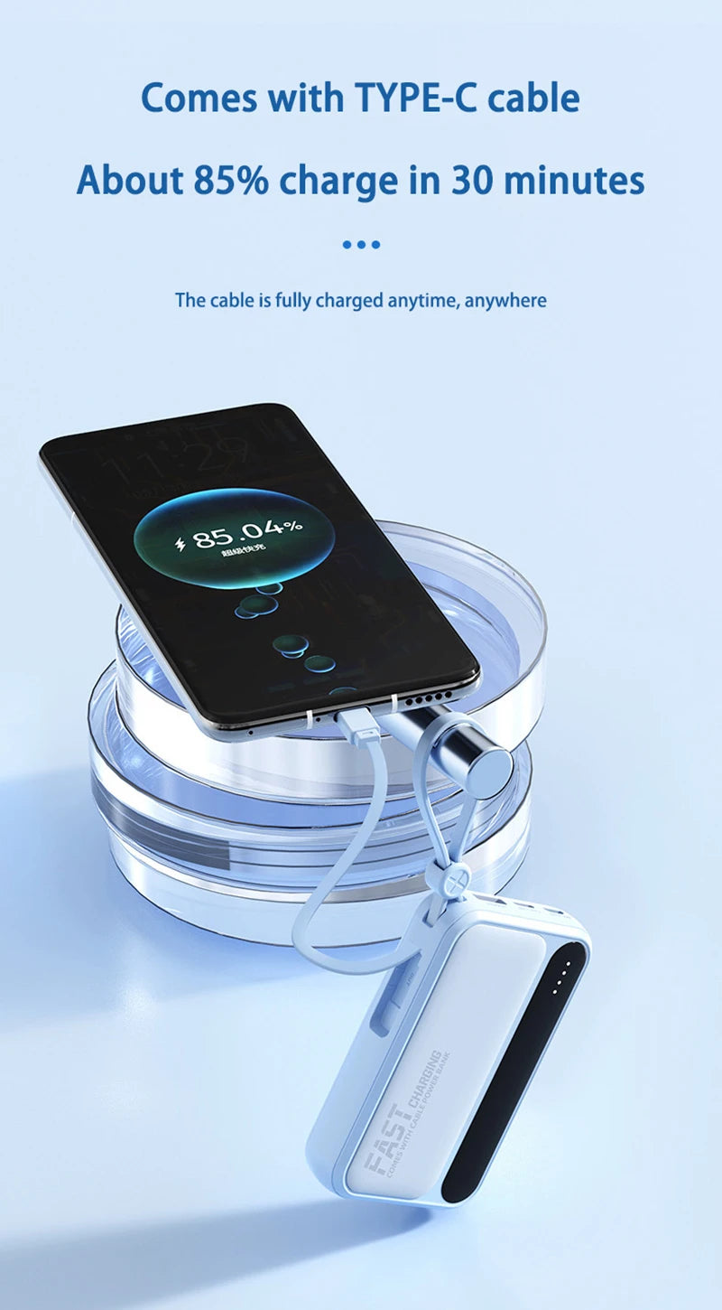 50000mAh Large Capacity Power Bank 4 In 1 Cables Intelligent Digital Display Laser Light  USB Fast Charging External Battery