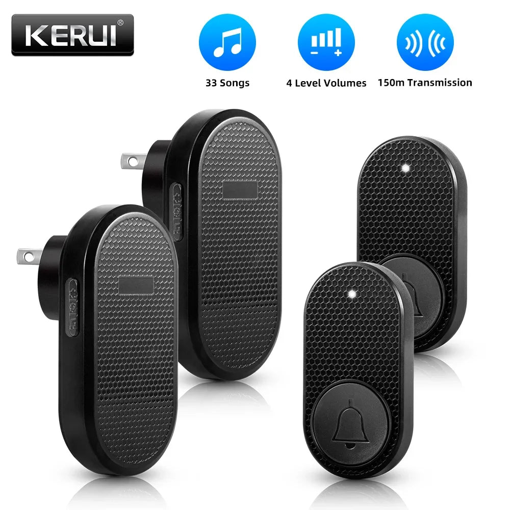 Wireless Doorbell with 33 Songs Melody Smart Home Welcome Chime Kit 4 Level Volume Intelligent Door Bell 150m Transmission