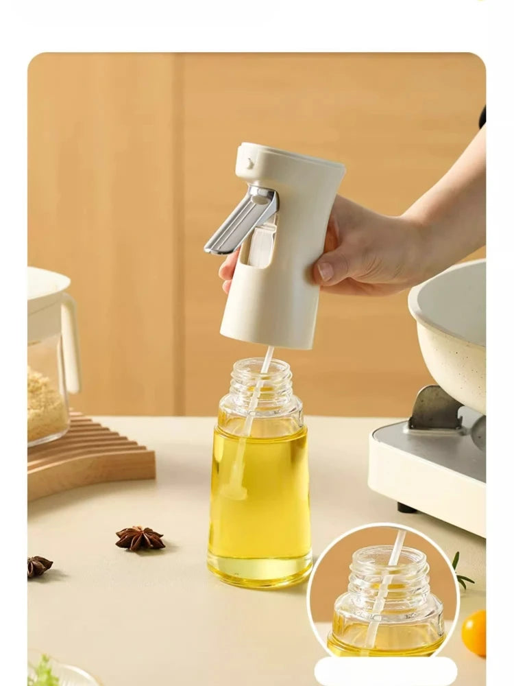 240ml Glass Oil Spray Bottle Atomized Air Fryer Oil Spray Bottle Kitchen Cooking Tool Press Type Air Fryer Spray Oil Bottles