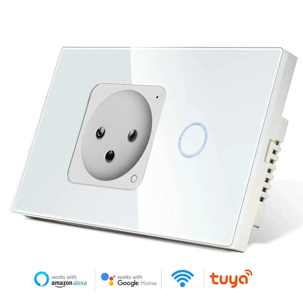 Melery Israel Wall Socket Wifi Smart Light Switch Tuya Plug Electrical Outlet Touch Glass Panel Intelligent Alexa Google Home