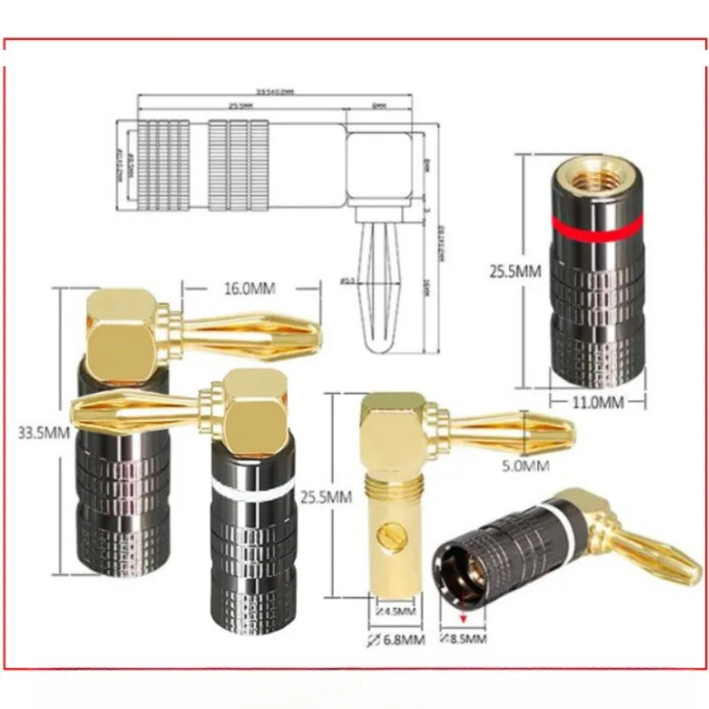 2/6/10/20/50pcs 4mm Banana Plugs Male Connector 24K Gold Plated Hifi Audio Speaker Banana Connectors for Speakers and Amplifiers