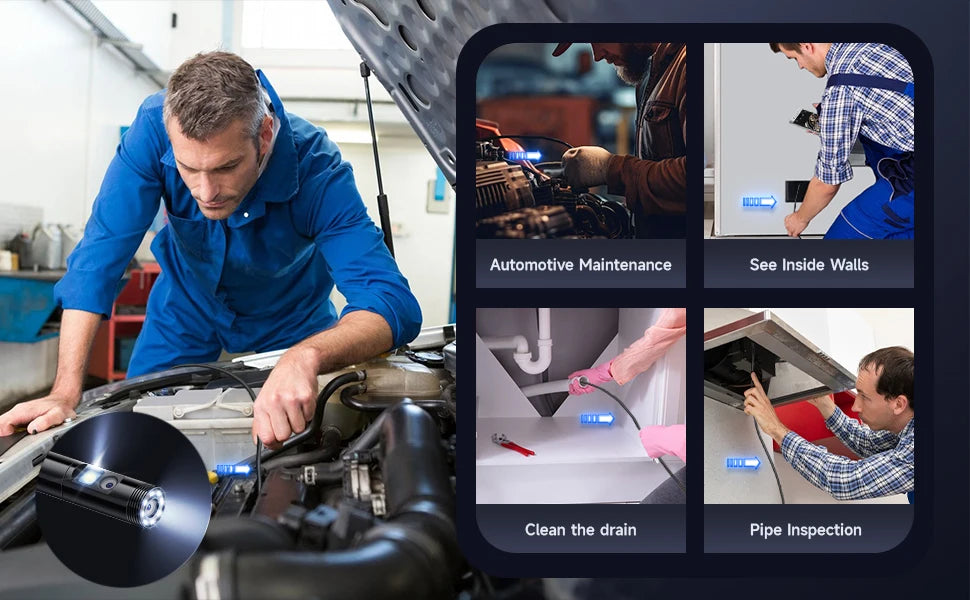KERUI Single/Dual Lens Endoscope Camera For iPhone iPad IOS & Android Type-c Led Light IP67 Borescope Industry Inspection Camera