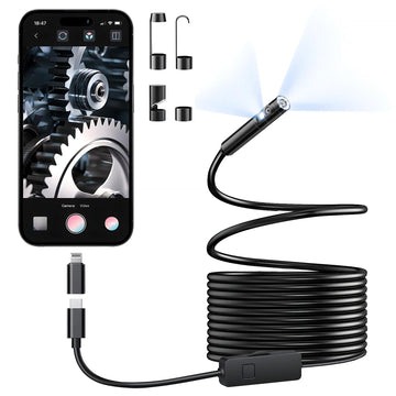 KERUI Single/Dual Lens Endoscope Camera For iPhone iPad IOS & Android Type-c Led Light IP67 Borescope Industry Inspection Camera