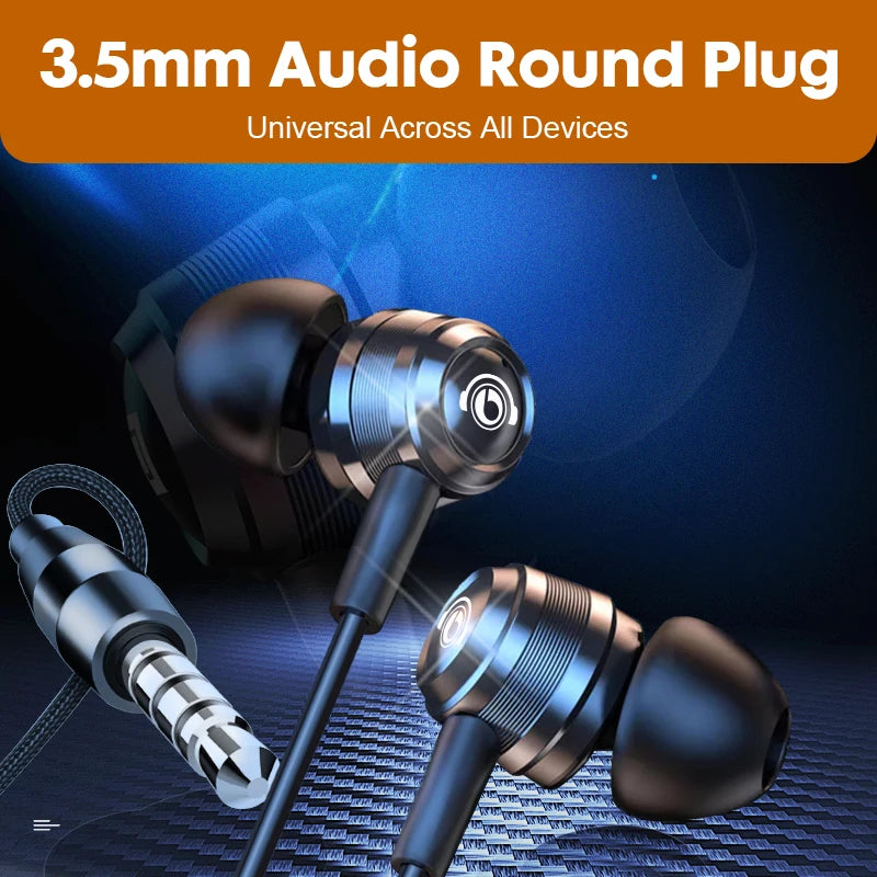 J109 Wired Earbuds Superior Sound Quality In-Ear Headphones with Type-C & 3.5mm Jack HiFi Stereo Metal Headphones with Mic