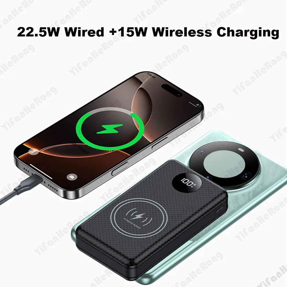 22.5W Wired +15W Wireless External Power Bank Case Battery Charge Storage Box Battery Holder 6*18650 20000mAh Power Bank Case