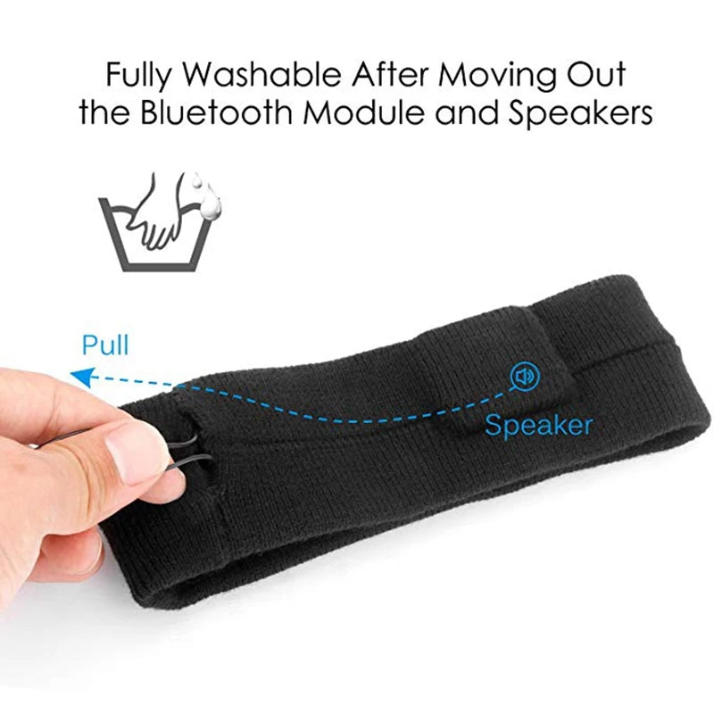 Wireless Stereo Bluetooth 5.4 Headphones Running Sleeping Earphone Headset Knit Sports Music Headband With MIC 200mah Battery