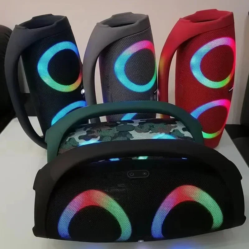 30W high power bluetooth speaker portable RGB colorful light waterproof wireless subwoofer 360 stereo surround TWS FM boombox