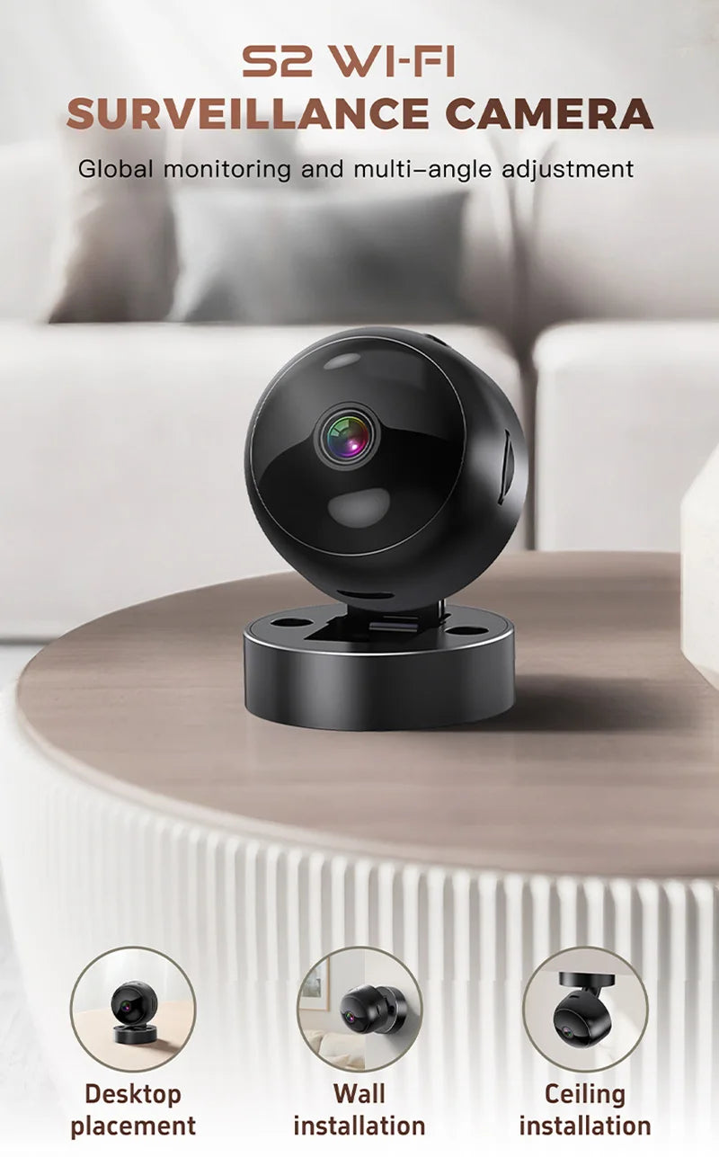 S2 Mini Camera WiFi Wireless Security 360° Protection Remote Monitor Camcorders Night Vision Video Smart Home HD Camera