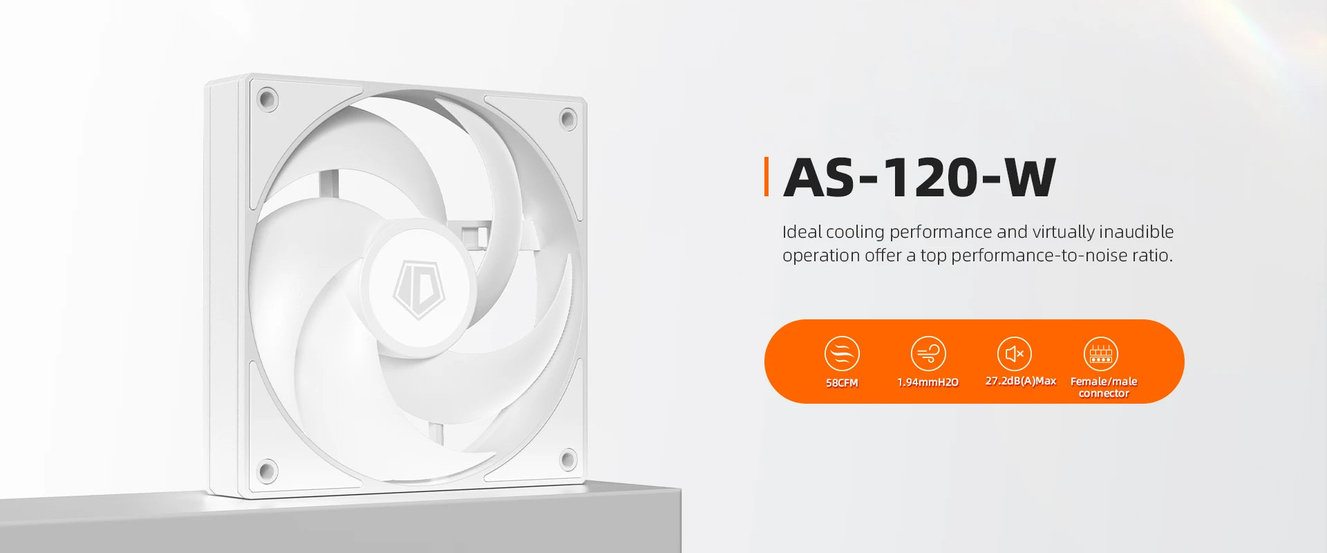 ID-COOLING AS-120-K 120mm High Performance Computer Cooling Fans,Fan Speeds：300- 2000 RPM,Hydraulic Bearing Quiet Long lifespan