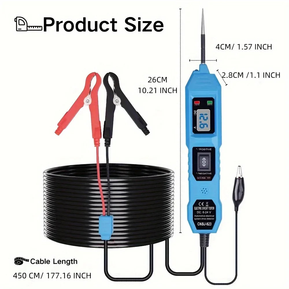 Smart Car Circuit Tester 823, with Led Voltage Display - USB Powered, Compatible with 3.5-36V Dc Vehicles