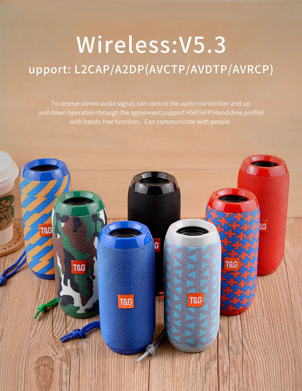 TG117 Bluetooth Speakers Portable Wireless Sound Box  Outdoor Loudspeaker Waterproof Stereo Surround Supports TF Radio