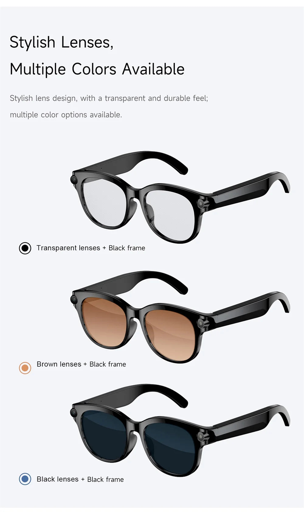 AI Smart Glasses Real-time Translation Dual Camera Bluetooth Call Sunglasses Shoot Audio Video Music Player Multifunctional Men