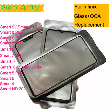 10Pcs/Lot For Infinix Smart 10 9 8 Plus 7 6 HD 2021 Touch Screen Panel Front Outer Glass LCD Lens Smart 4 5 Pro Glass With OCA