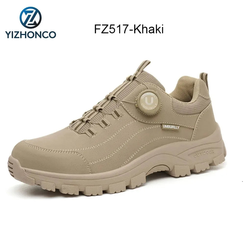 YIZHONCO Safety Shoes Man Waterproof Leather Upper Steel Toe Anti Slip Oil Resistant Breathable Anti Odor Safety Shoes Man