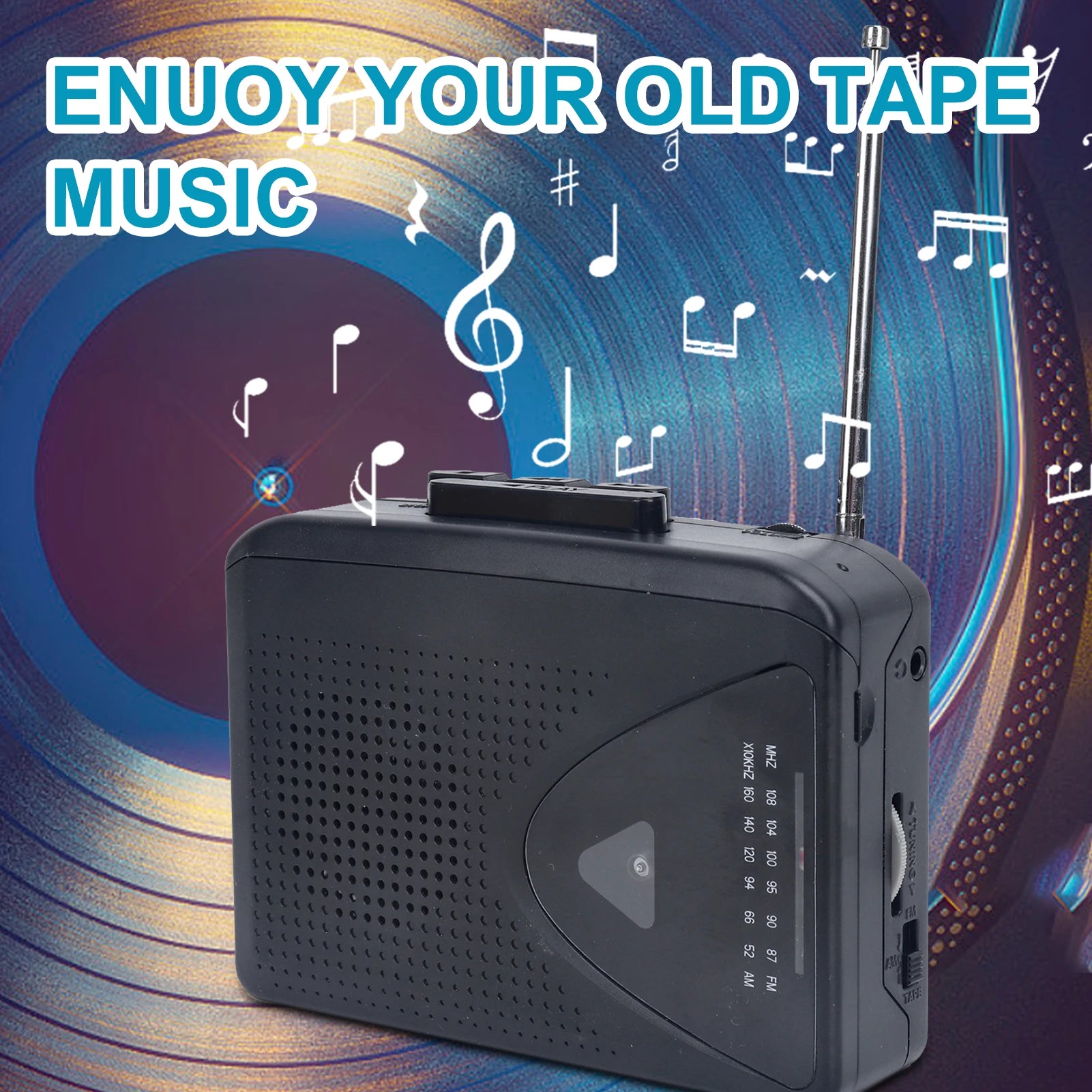 Tape Cassette Player Walkman Cassette Player Portable Speaker Multiple Power Supply Methods AM/FM Radio Function Music Player
