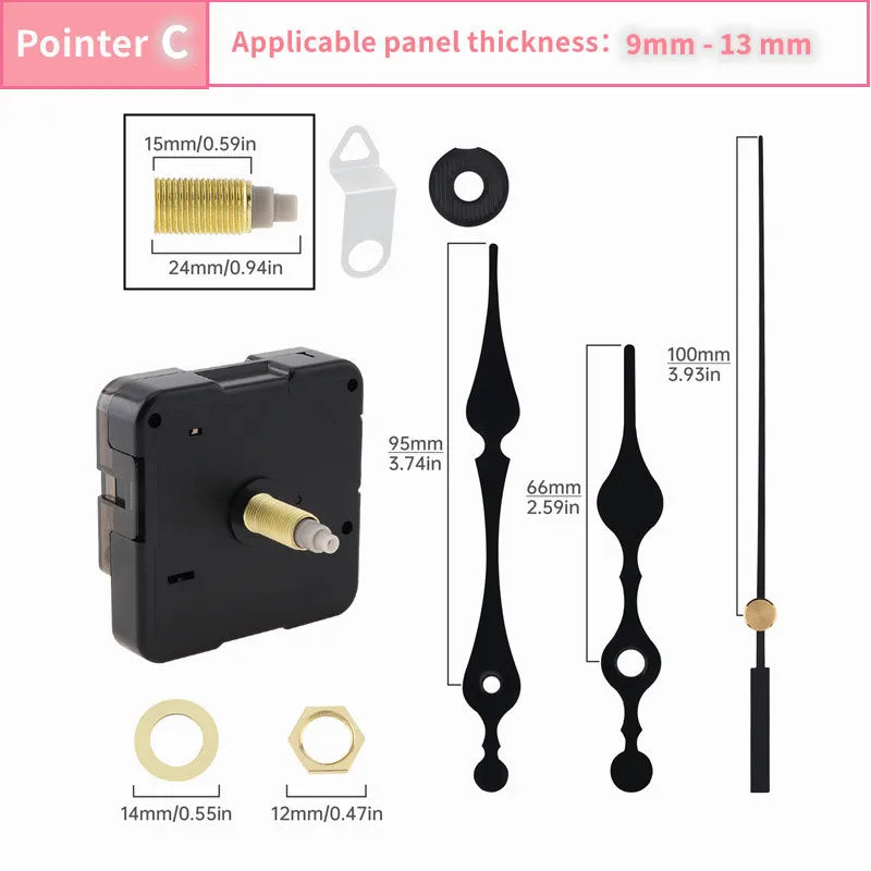 Wall Clock Movement Mechanism Clock Hands Long Shaft Silent Quartz Movement Clockwork Table DIY Watches Repair Tools