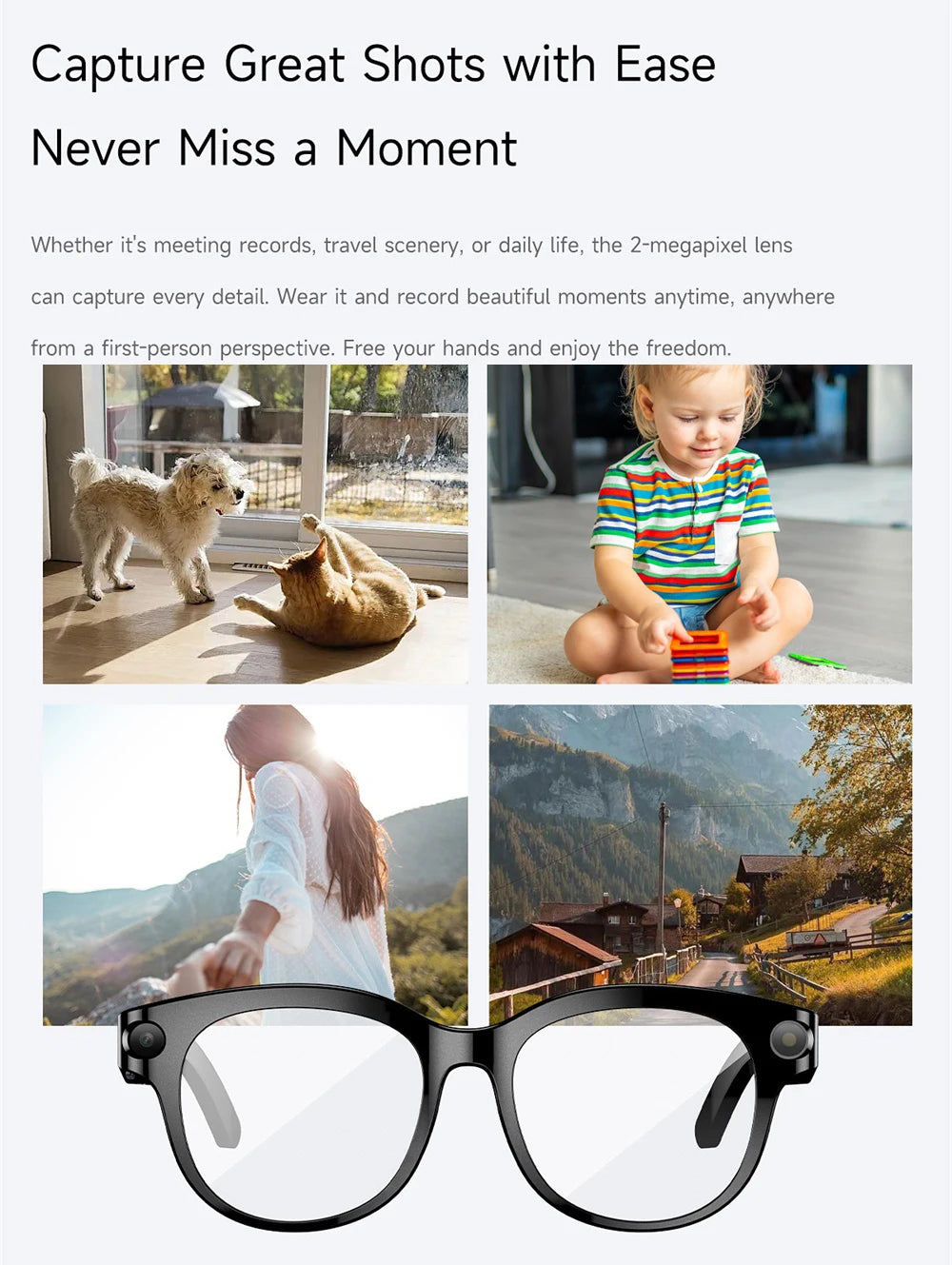 AI Smart Glasses Real-time Translation Dual Camera Bluetooth Call Sunglasses Shoot Audio Video Music Player Multifunctional Men