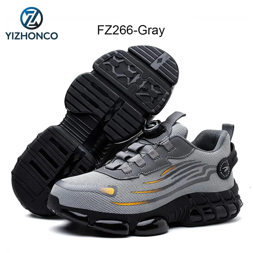 YIZHONCO Safety Shoes Man Waterproof Leather Upper Steel Toe Anti Slip Oil Resistant Breathable Anti Odor Safety Shoes Man