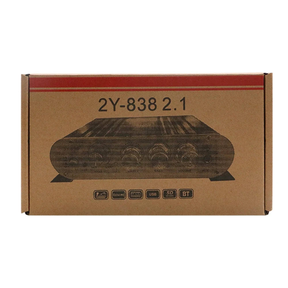 ST-838 Home Theater Amplifiers HiFi 2.1 Channel Power Amplifier Stereo Bass Sound Car Home Amp Media Player Subwoofer Amplifier