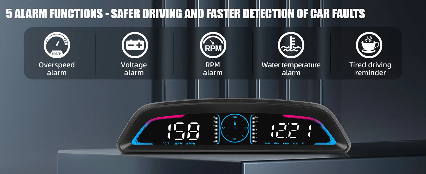 Car OBD/GPS B3 G3 Head Up Display Digital Speedometer Multifunctional HUD Display With Alarm Function Car Auto Accessories