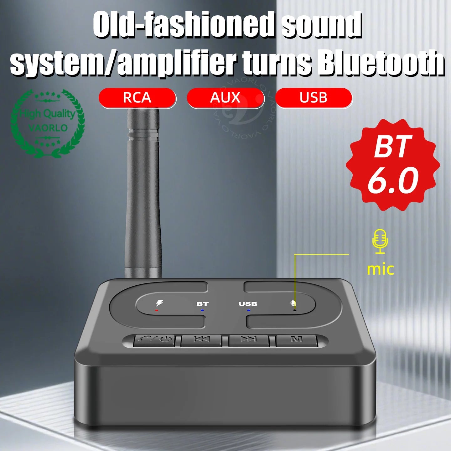 NEW USB Bluetooth 6.0 Audio Receiver Adapter Wireless Stereo Music 3.5mm AUX R/L RCA With Mic Support U-Disk For Car Speaker Amp