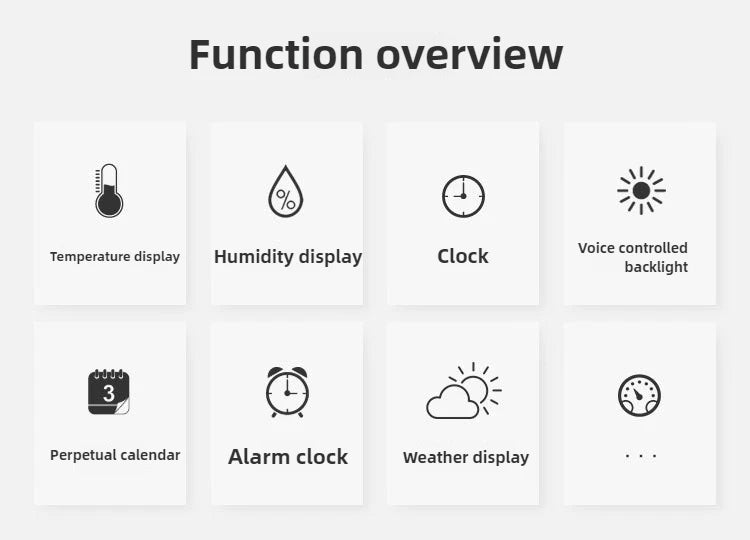 Electronic Alarm Clock Digital Alarm Clock Weather Station Time Temperature Humidity Display Clock with USB Cable Sound Control