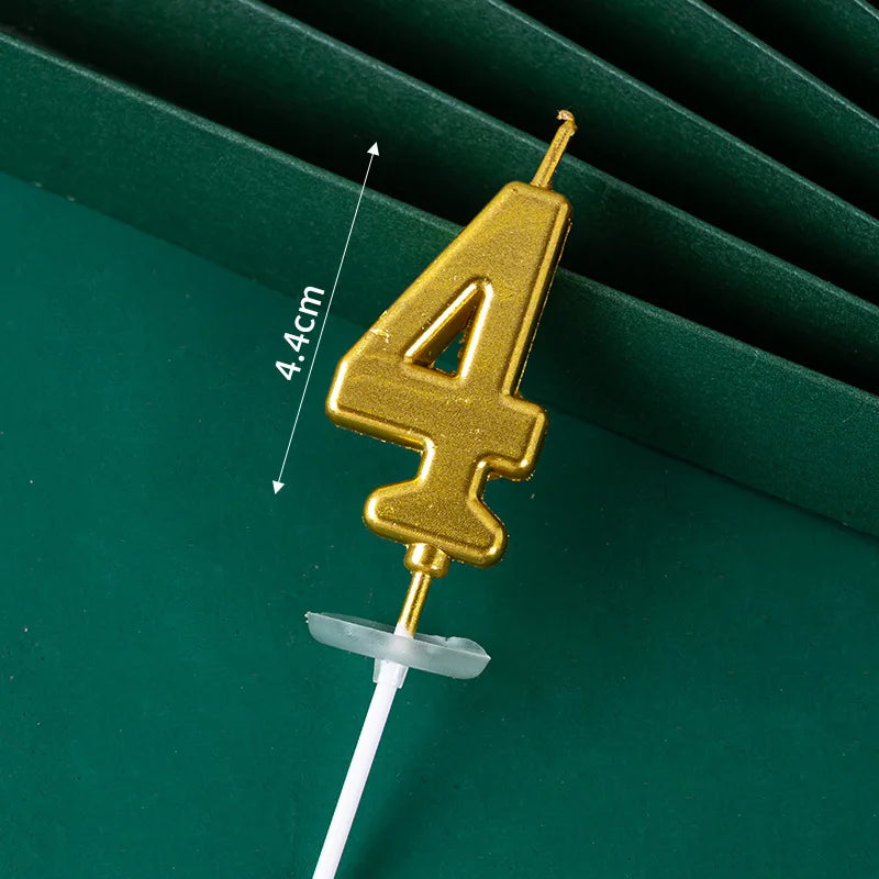 3D Gold Diamond Number Candles Large Birthday Cake Topper Wedding Anniversary Party Decorations for Home Celebration Supplies