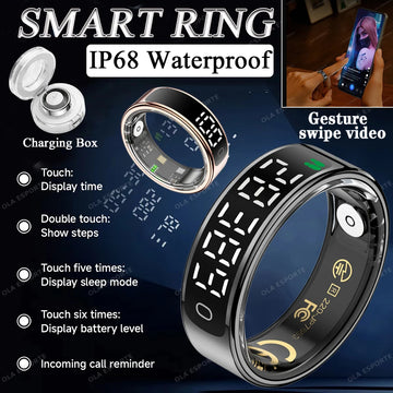 2026 Smart Ring Display Screen and Touch, Wireless Charging,Smart Control,Health Manager,5ATM Waterproof For Men Women New Rings