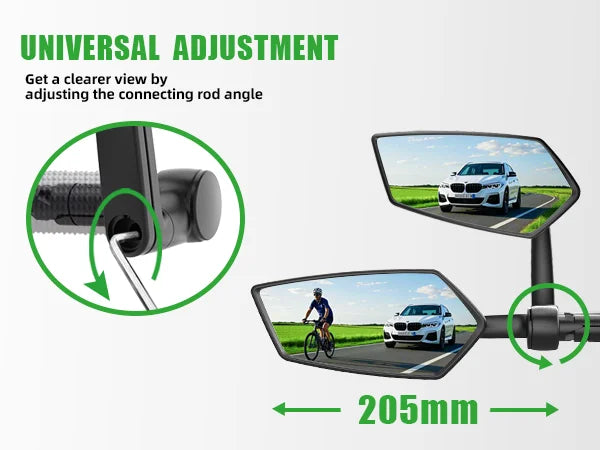 RBRL Bike Mirror Anti-shake Bicycle Side Mirror Durable 360 Rotatable Extended Rearview Mirrors for MTB Electric Bike