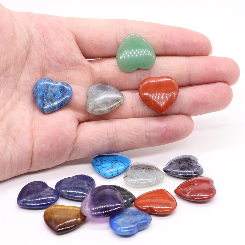 Lots Wholesale Gem Heart Shape LOVE 20MM Natural Crystal Amethyst Agate Bead Healing Reiki Natural Stone Gift Supplies
