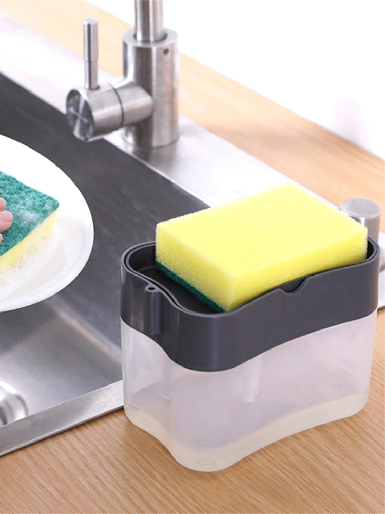 Washing Detergent Press Cleaning Pot Brush Kitchen Style Automatic Liquid Dispenser Dishwashing Brush Pot Tool Soap Dispenser