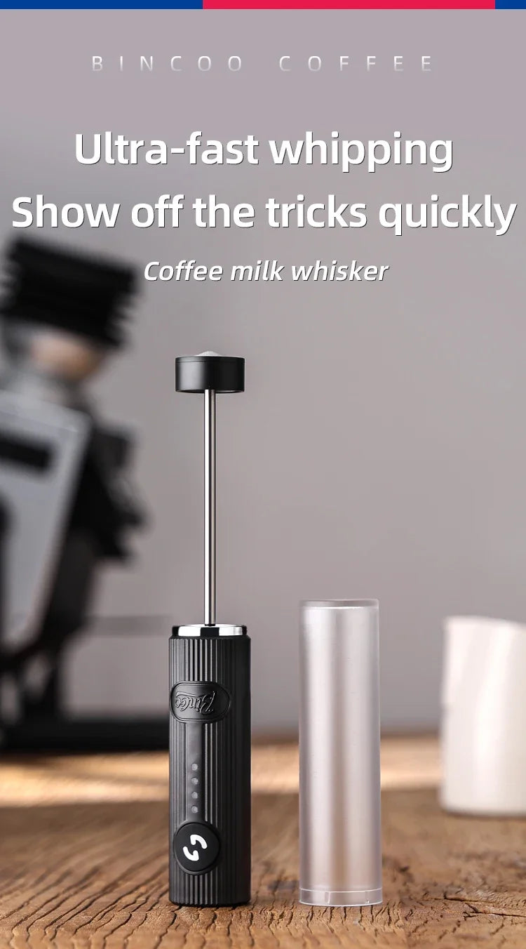 Bincoo UPGRADED Electric Coffee Frother/MILK Whisk+Egg Beater MINI Food Blender USB Rechargeable Handheld 2 Speeds Espresso Tool