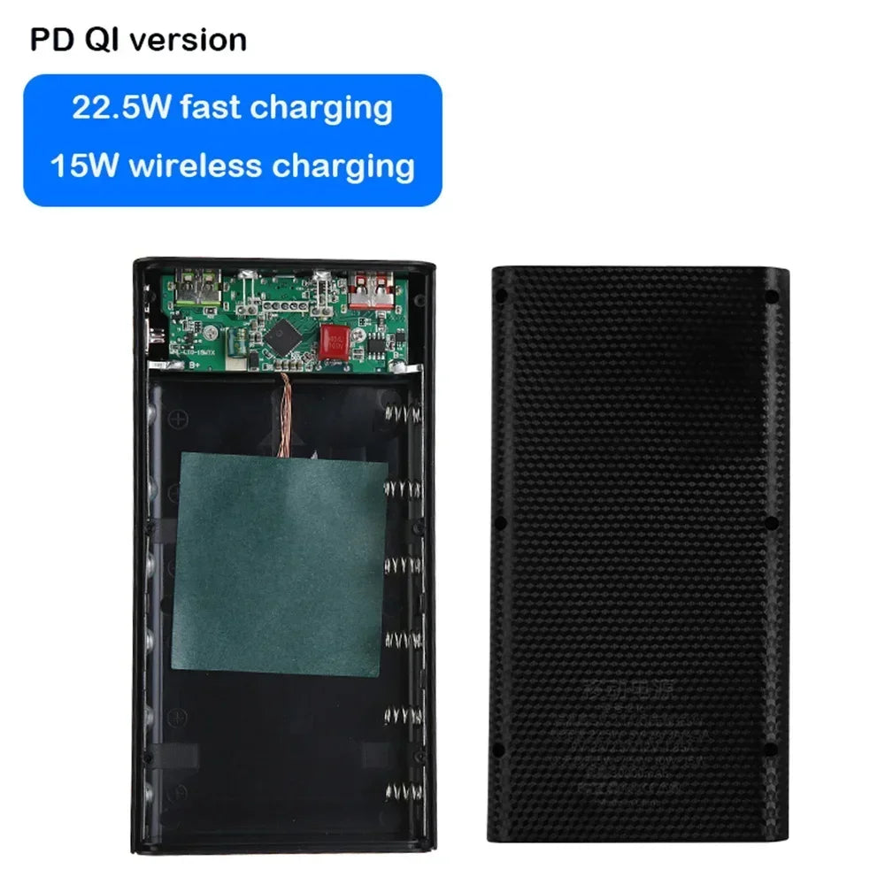 Battery Charger Box Power Bank Holder DIY Shell Case Dual USB 6x21700 With LED Light 21700 Battery Shell Storage Organize