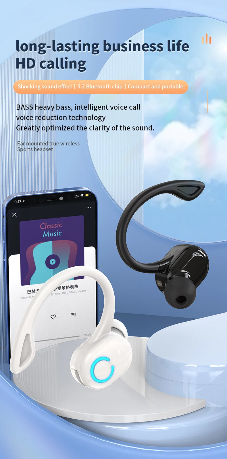 TWS Bluetooth 5.2 Earphones Wireless Headphones Mini Earphones Handsfree Waterproof Sport Music Headset Earbuds with Micphone