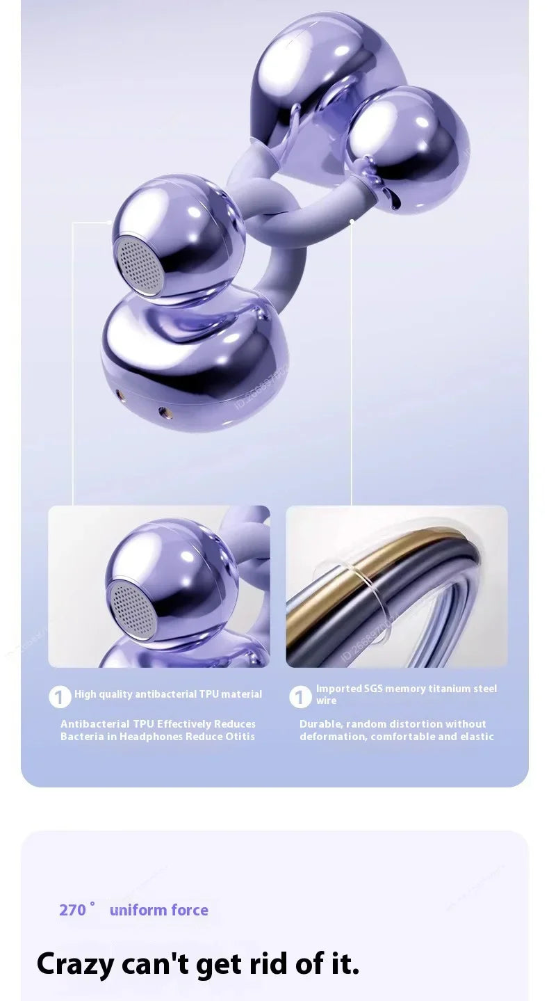 Premium Clip-on Earphones Wireless Bluetooth Earbuds Sound Quality Long Battery Life Perfect for Sports Headphones With Micphone
