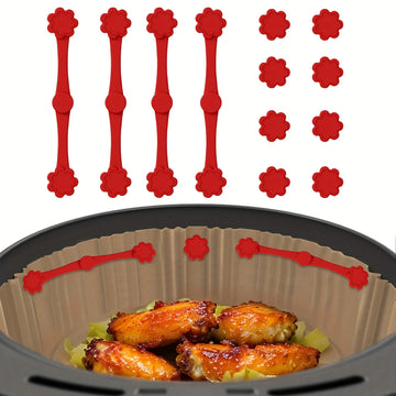 2sets Silicone Magnets for Air Fryers - Small Flower Design,Suitable for All Air Fryers with Red Handles,Space-Saving Safety Fix