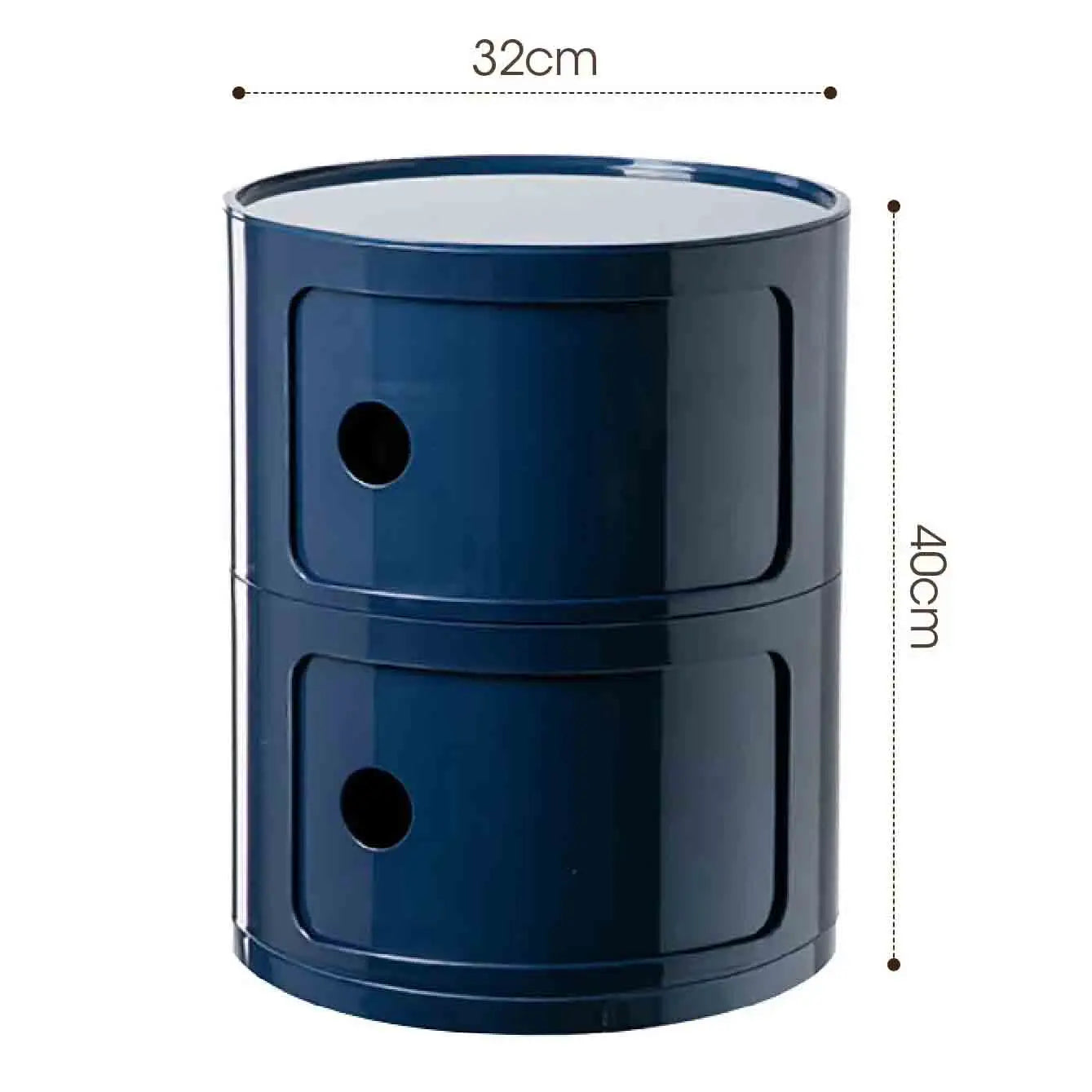 Plastic Round Nightstand Bedside Table Cabinet with Sliding Doors Round Storage Bedside Cabinet Nightstand  for Living Bedroom