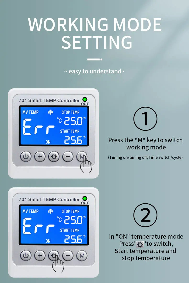 701 Smart Temperature Controller Constant Thermostat Control Timing Control Switch Cycle Control Multiple Sensor Head Optional