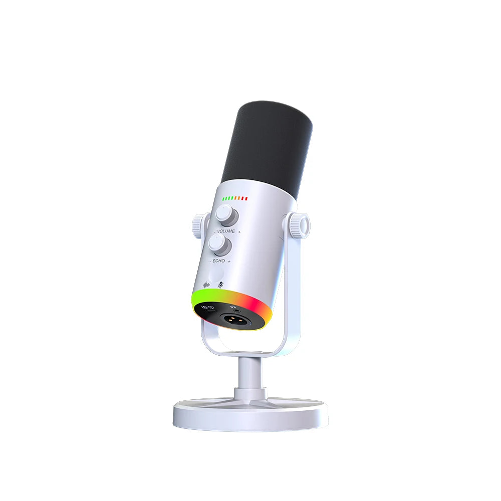 EASEMELO XLR USB Type-C Microphone with RGB Lighting Noise Cancelling Professional Dynamic Mic for Studio ECHO Adjustment