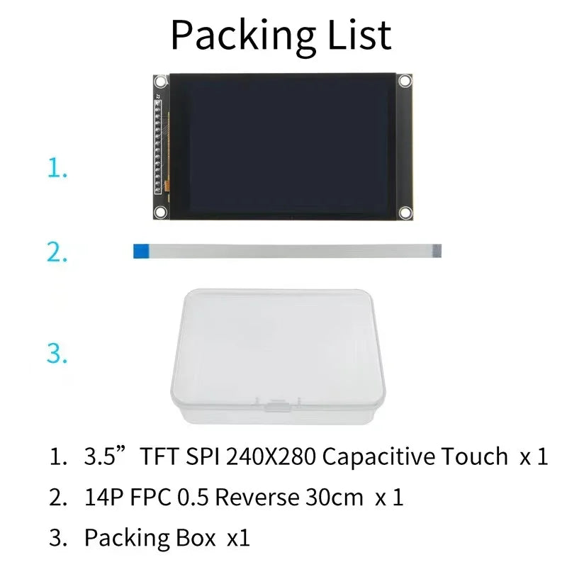 3.5 Inch IPS LCD Display Module 480x320 Capacitive Touch Screen ST7796 TFT SPI LCD Module for Mega2560/C51/STM32/ESP32/Arduino