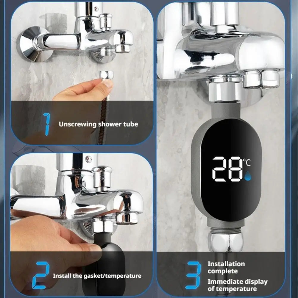 Digital Shower Thermometer Instant-Read LED Display 0℃~99℃ Waterproof Bath Thermostat For Home Bathroom Temperature Measurement