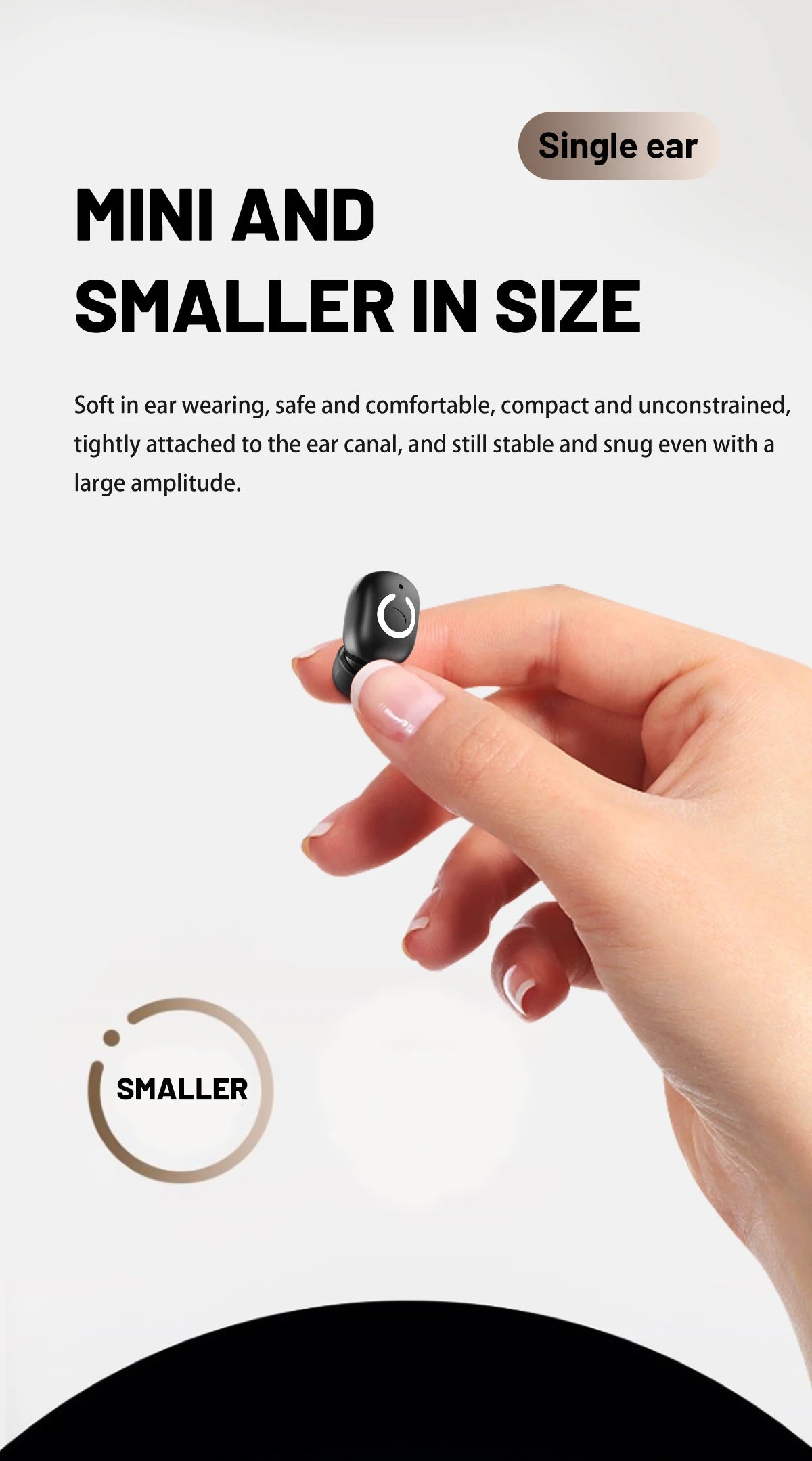 Wireless Headphones Bluetooth Earphones With Mic Headset Single Ear Waterproof Earbuds for Left and Right Ear Wear Ear-Mounted