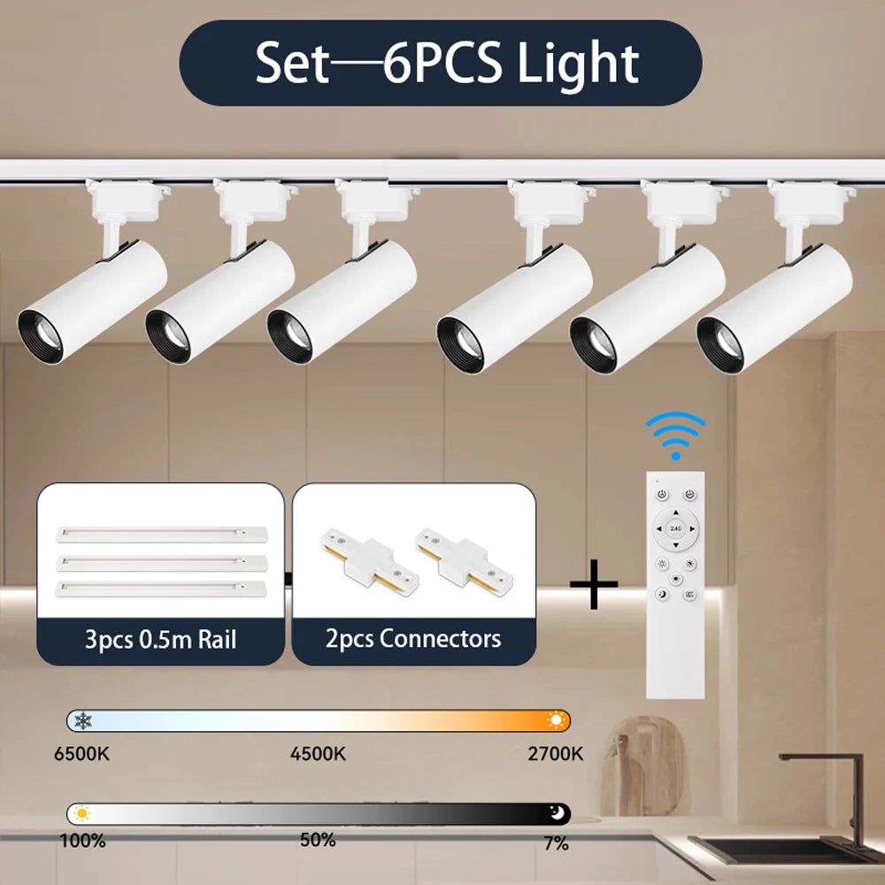 LED Track Lamp Remote Control Available Dimming Rail Lighting Home Decoration Kitchen Living Room Clothing ShopDecor Track Light