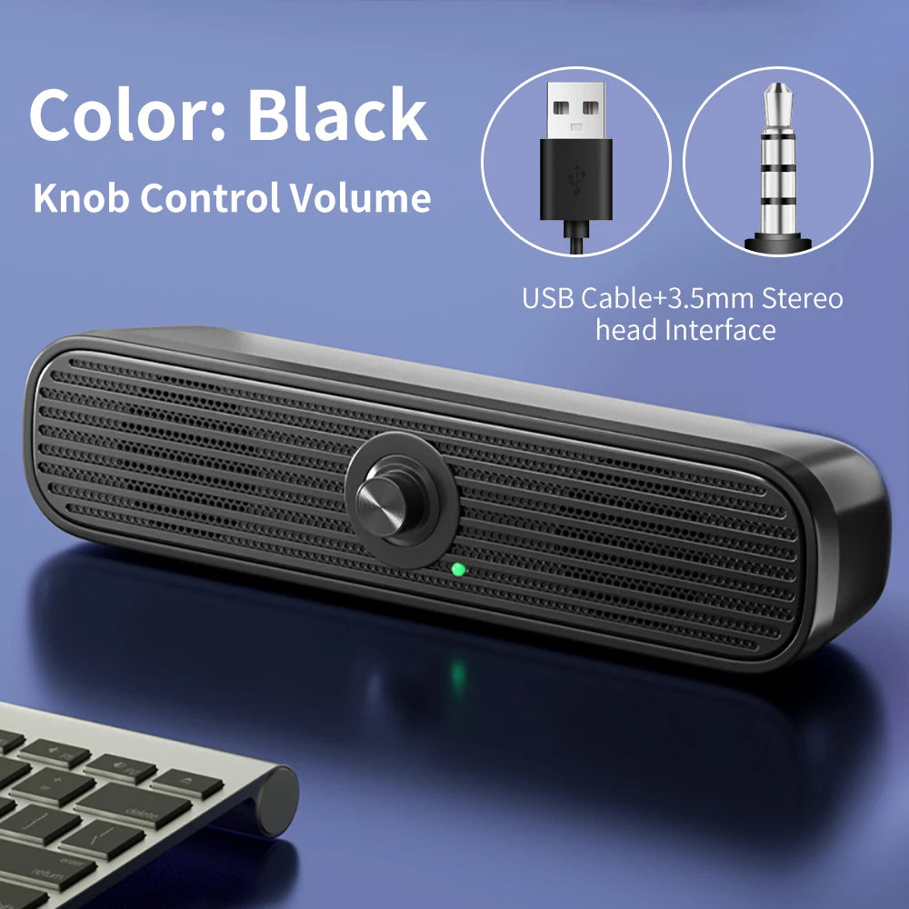COOMAER Surround Desktop PC Speaker Home Stereo 3.5Aux USB Soundbar System Computer TV Phone HIFI Subwoofer Wired Strong Bass