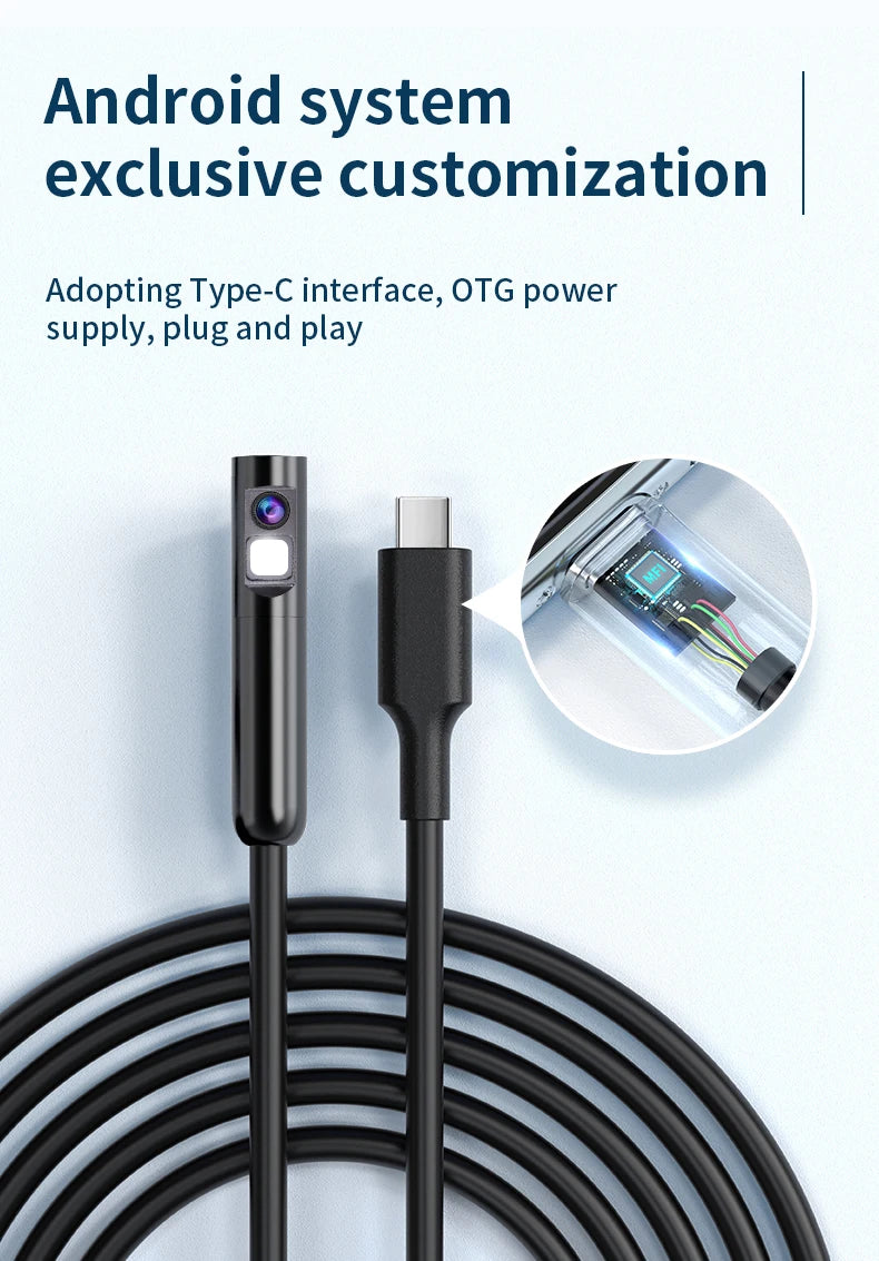 KERUI 2MP Industrial Endoscope Camera Single/Dual Lens Mini Inspection Camera for Iphone Waterproof Pipeline Borescope Type C