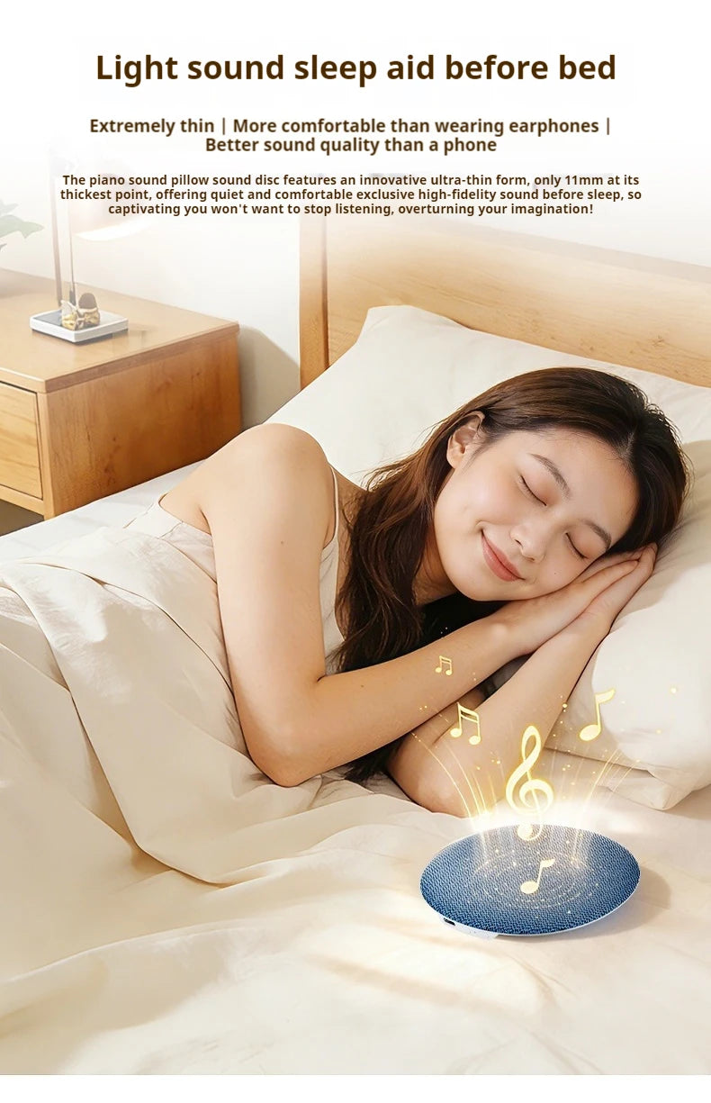 Bluetooth 6.0 Pillow Speaker for Sleeping, Ultra-Thin Under Pillow Sound Machine with White Noise HiFi Stereo Audio
