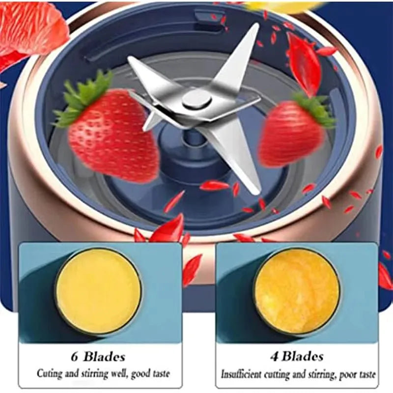 Household Fruit Mixer 400ML Electric Juicer Portable Food Milkshake Mixer Machine Multifunction 6 Blades Juicer Machine Blender
